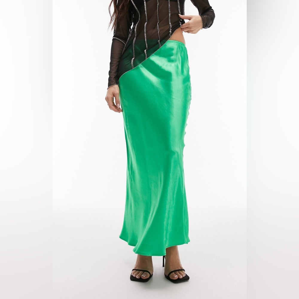 Topshop satin bias midi skirt